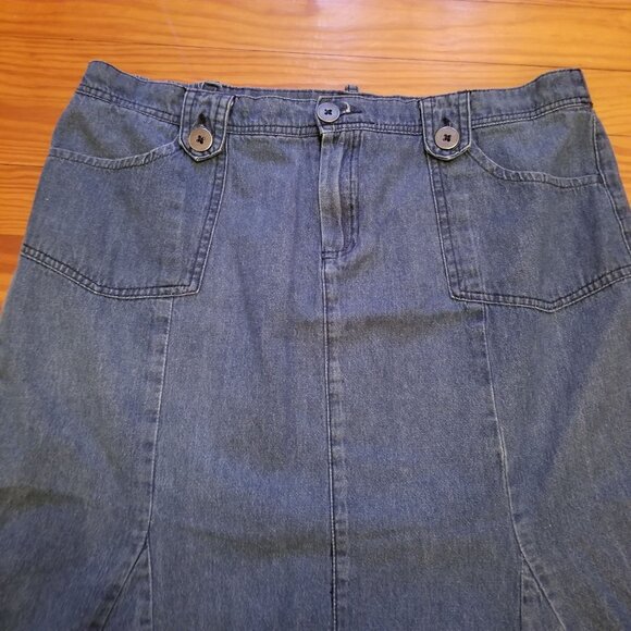 Southern Lady 14 Blue Jean Denim Skirt Stretch Waist Pockets Modest - Picture 3 of 6